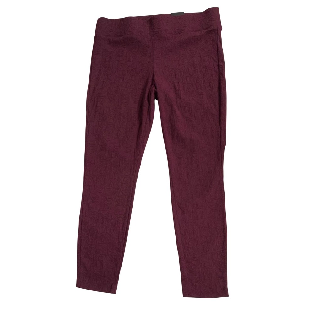 Torrid Pixie Pants Size 2 Deep Merlot Brocade Paisley High Rise Skinny Tapered